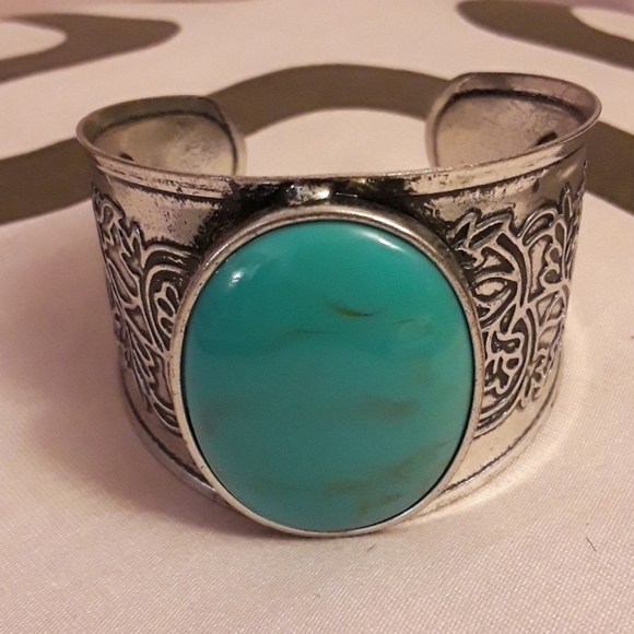 Bangle Bracelet Turquoise and Silver - Picture 3 of 8